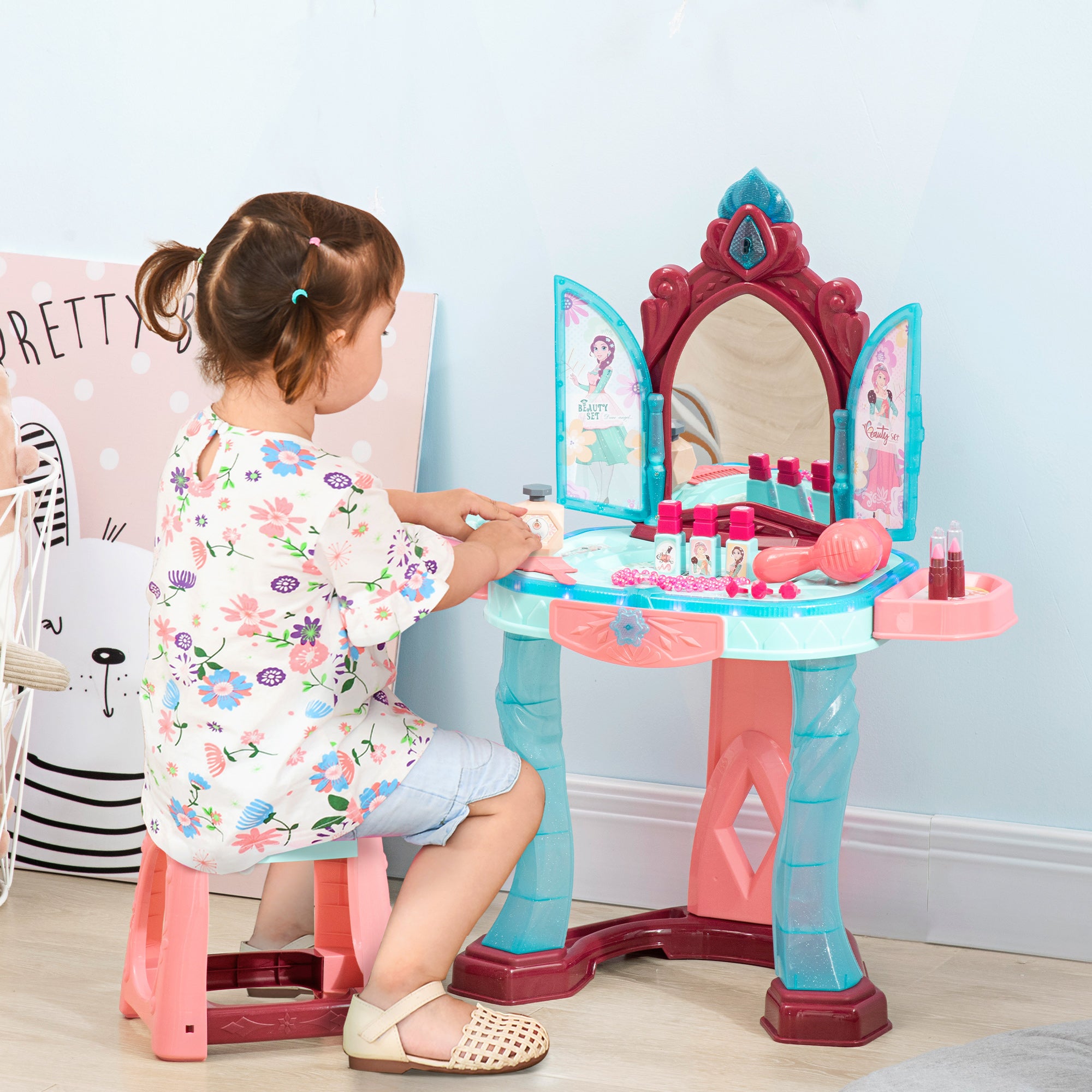 Kids Vanity Set with Self-Opening Magic Mirror