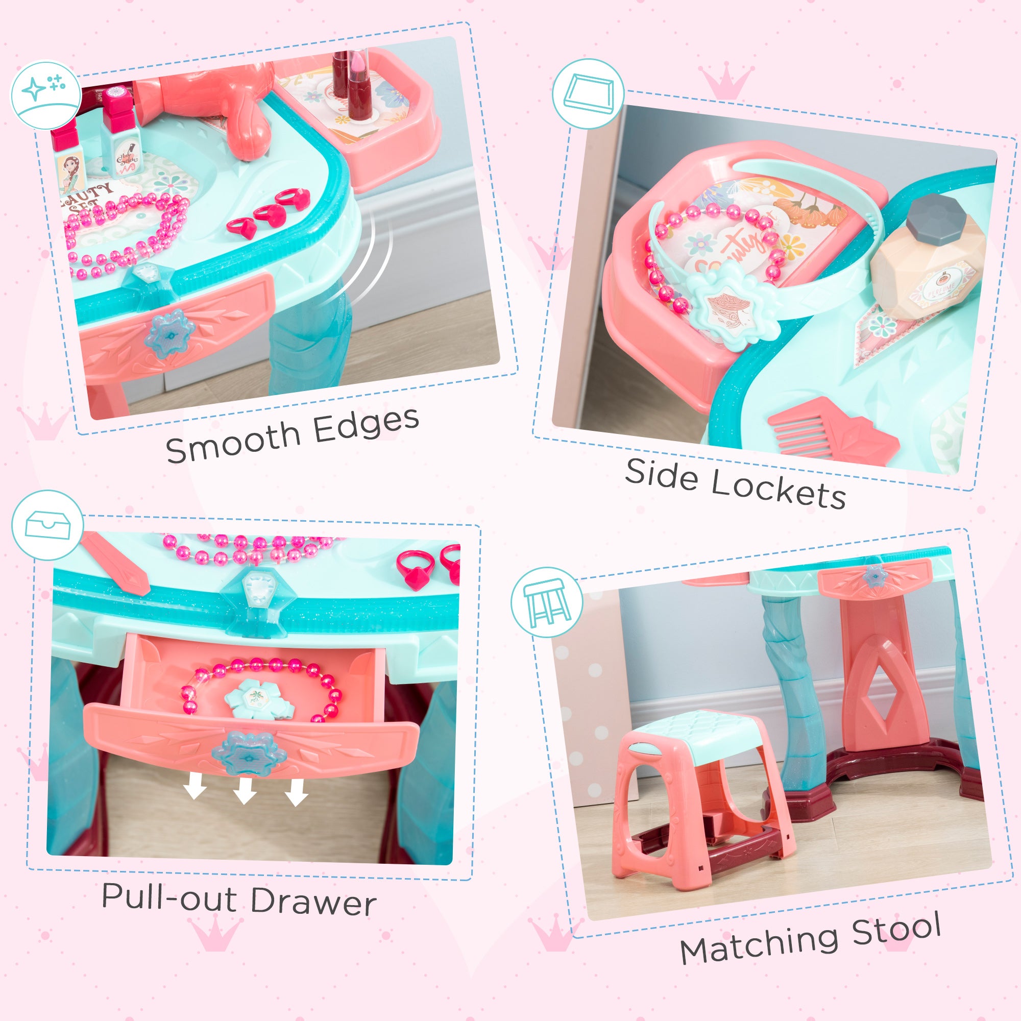 Kids Vanity Set with Self-Opening Magic Mirror
