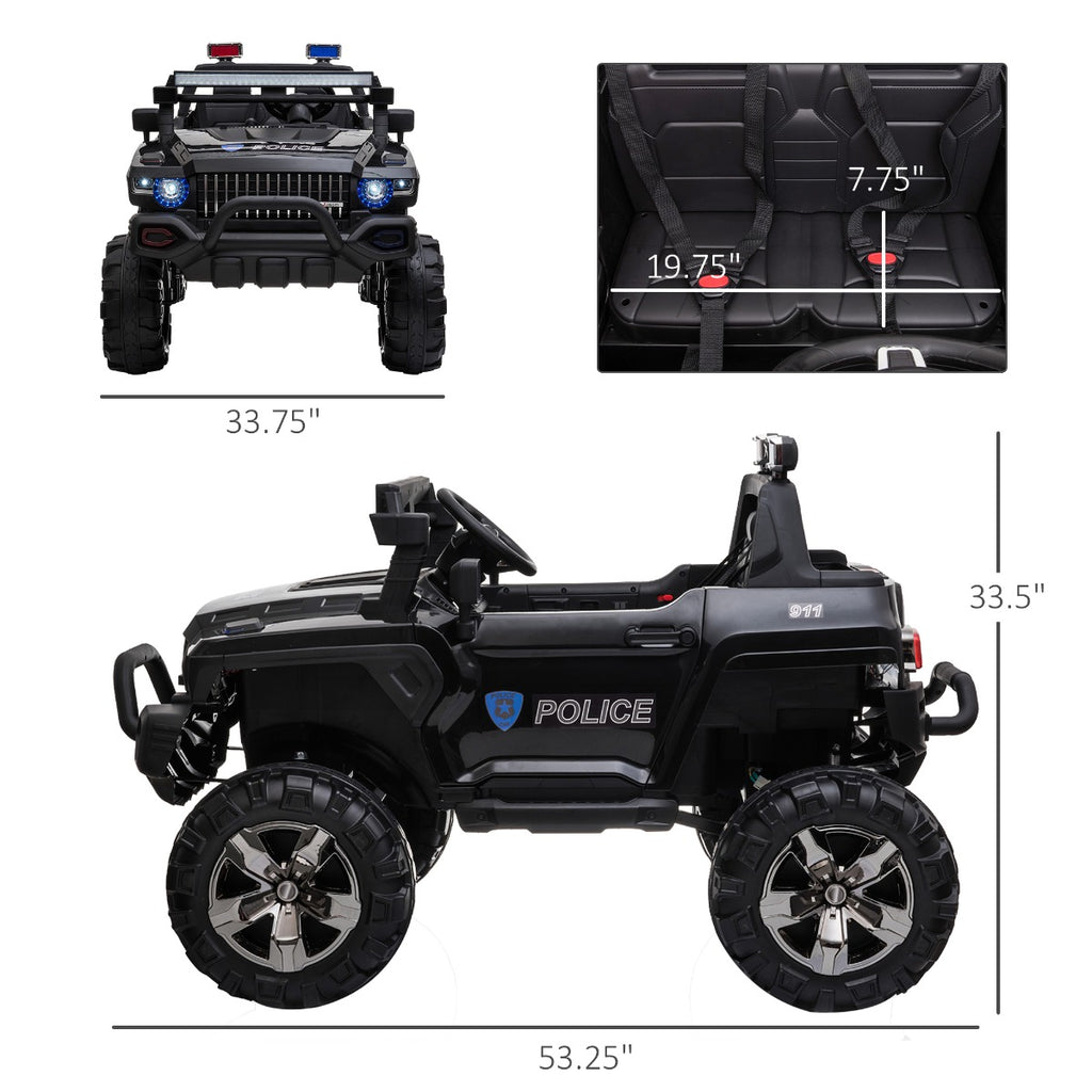 Kids Ride-On Car 12V RC 2-Seater Police Truck Electric Car For Kids with Full LED Lights