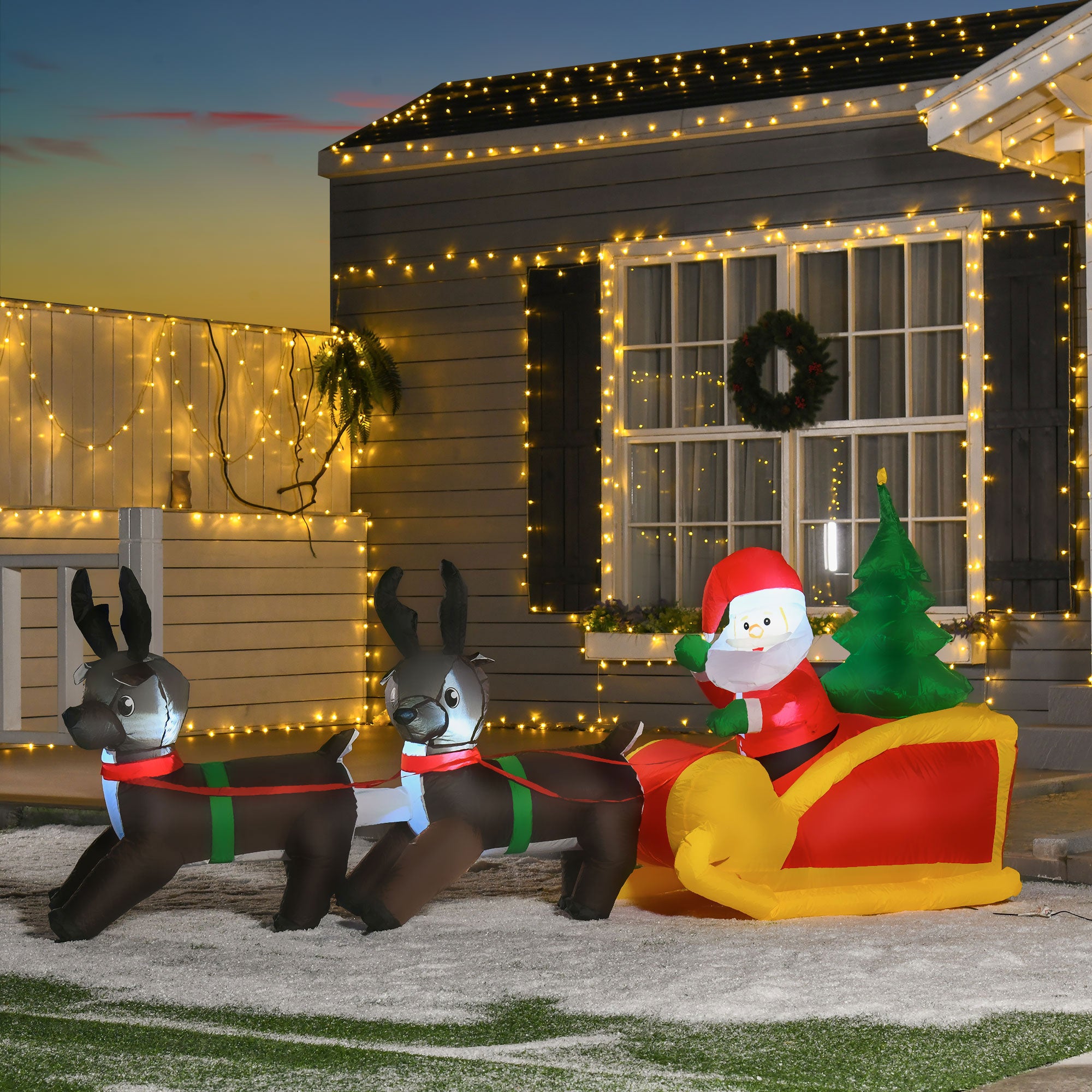 Christmas Inflatable Santa Claus with Sleigh and Reindeer