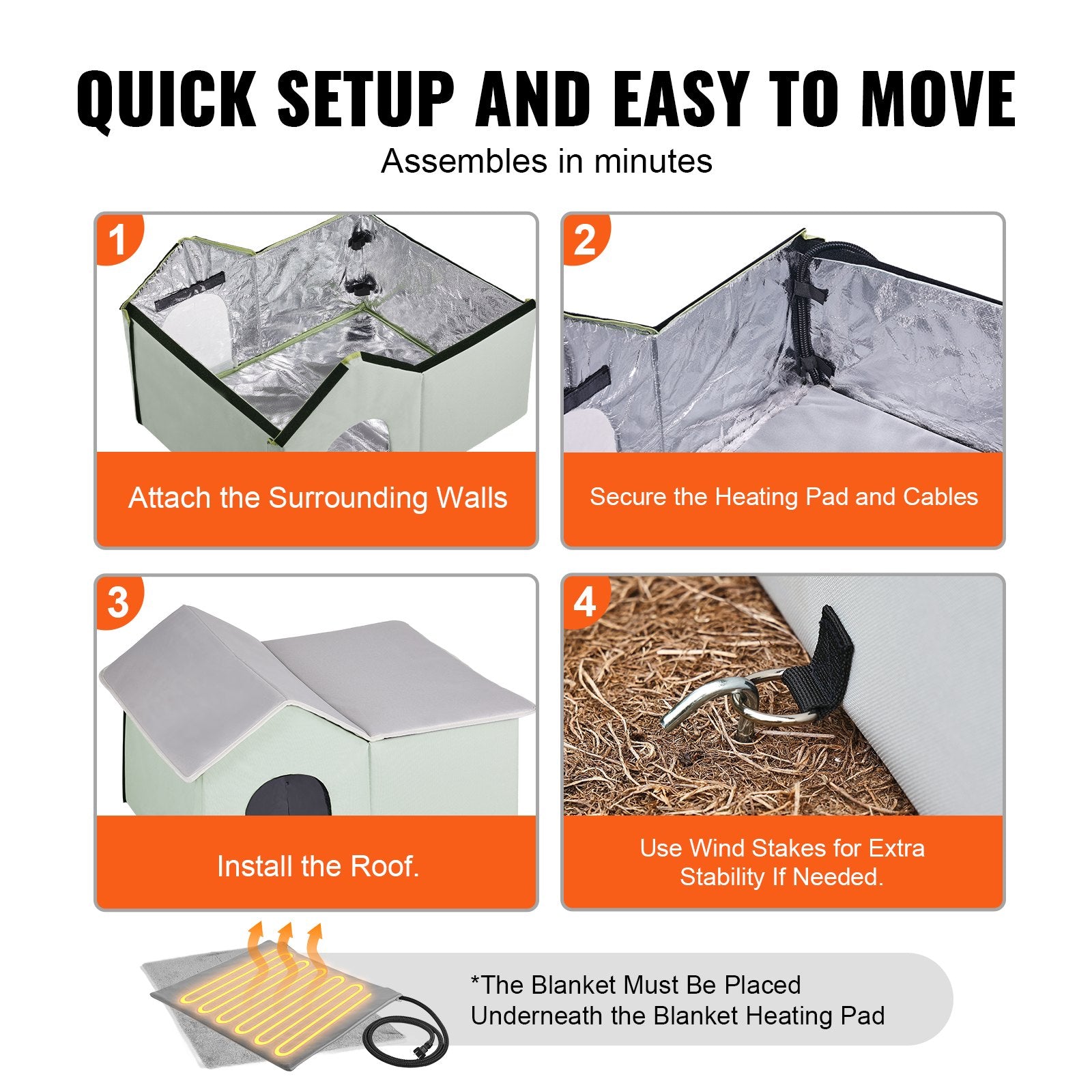 Heated Cat House Foldable Kitty Shelter With Heated Pad Green Large