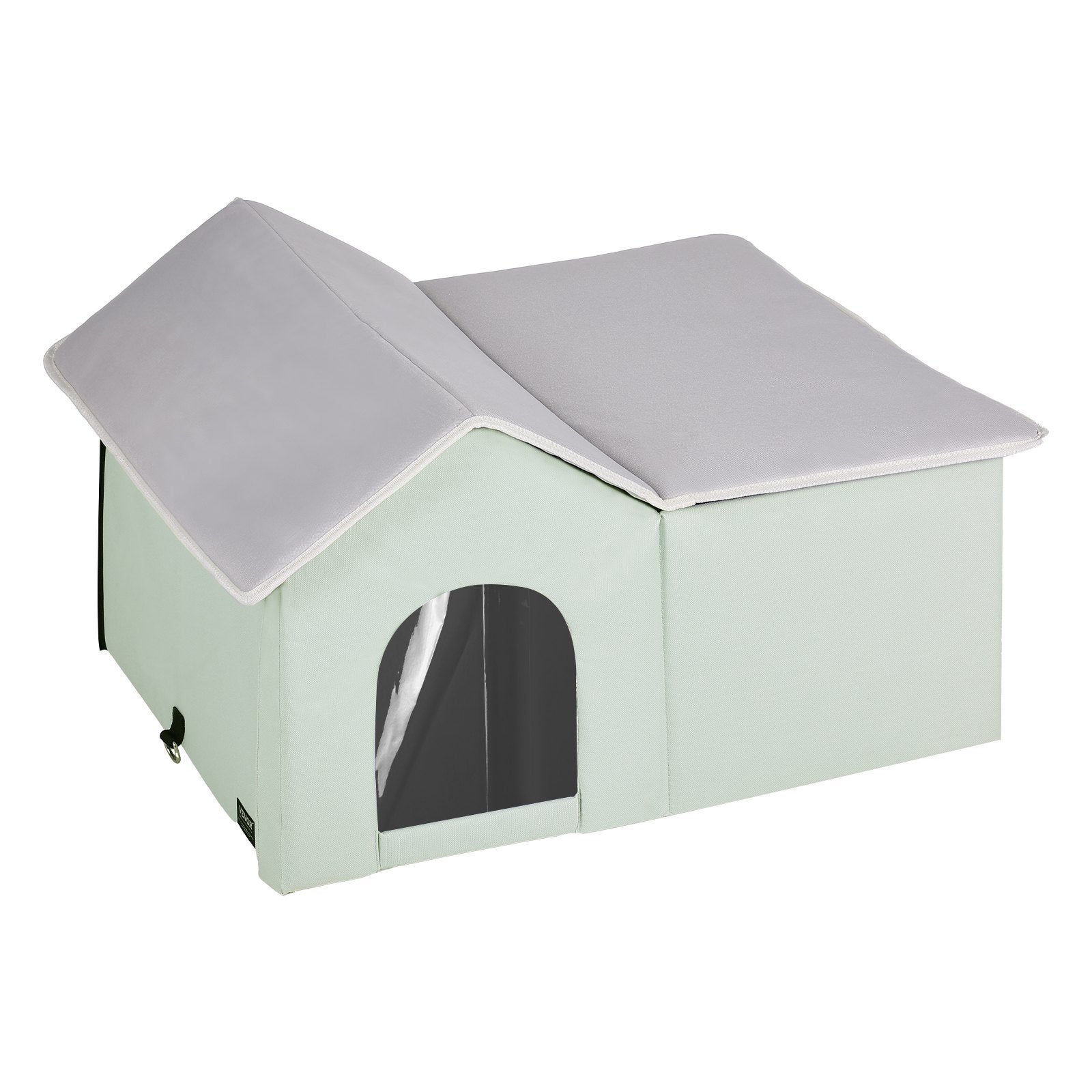 Heated Cat House Foldable Kitty Shelter With Heated Pad Green Large