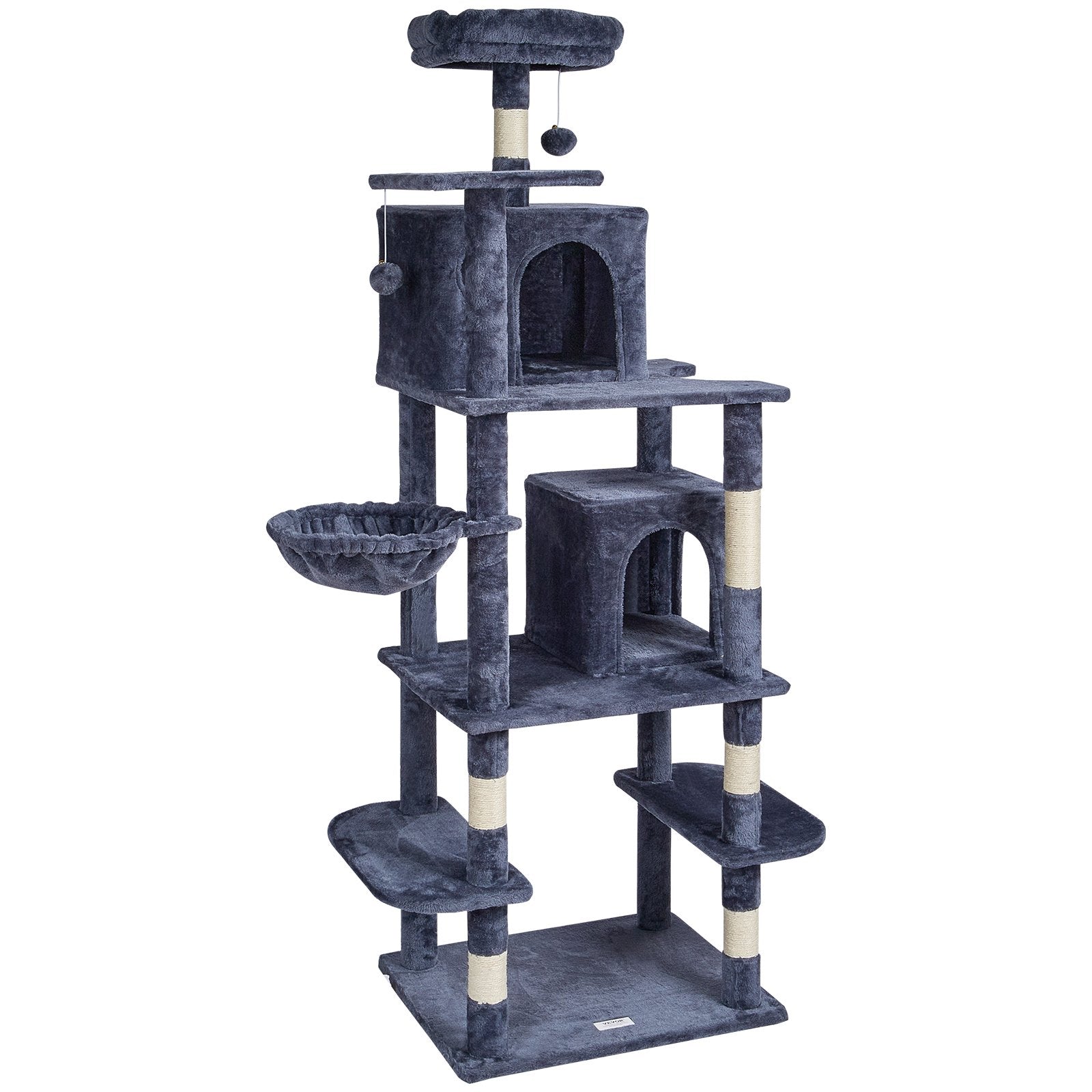 VEVOR Cat Tree Cat Tower With Cat Condos Sisal Scratching Post Dark Grey
