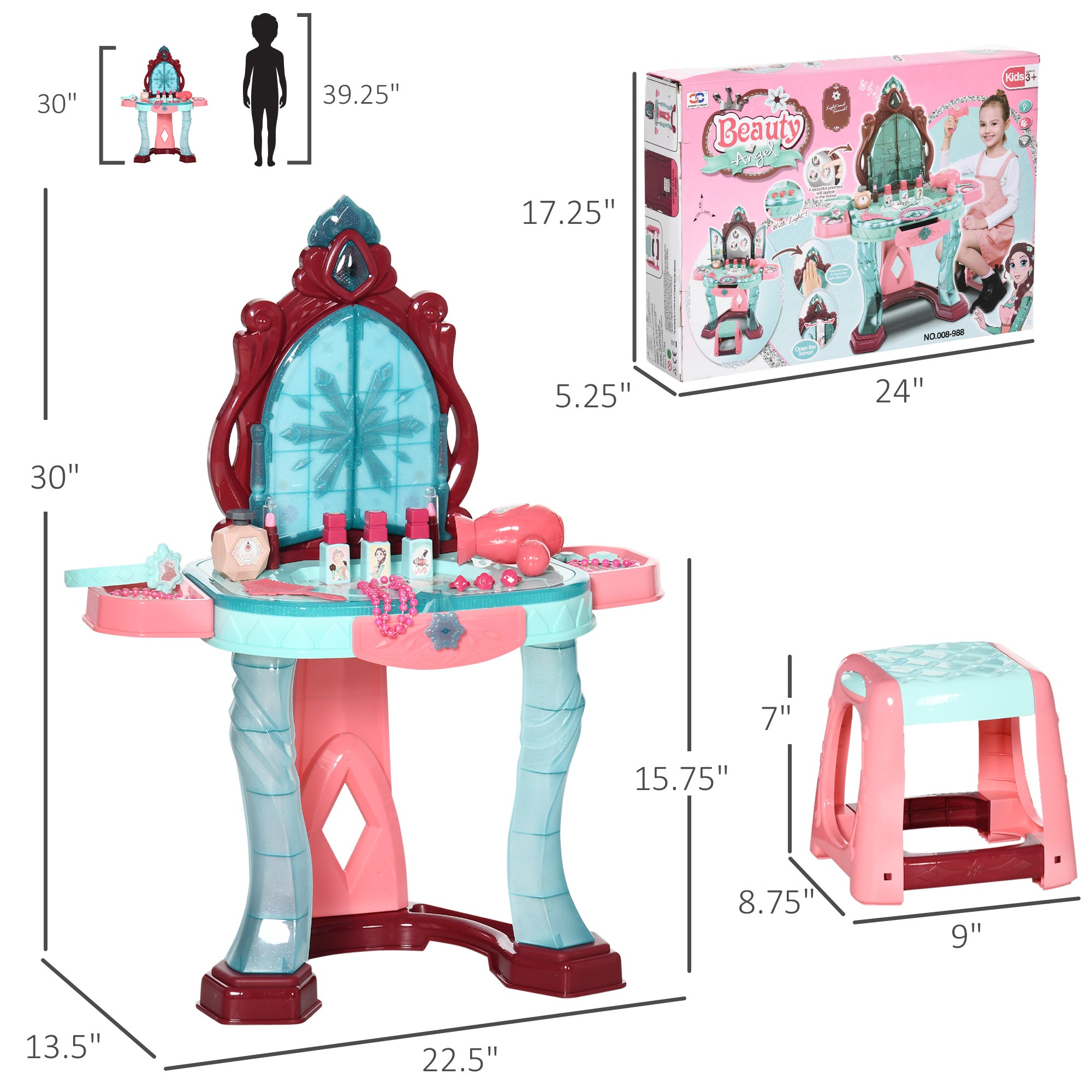 Kids Vanity Set with Self-Opening Magic Mirror
