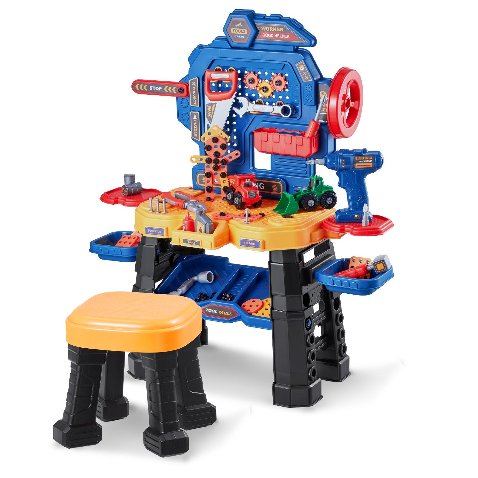 Kids Workbench 181 Pcs Tool Bench With Realistic Tools And Electric Drill