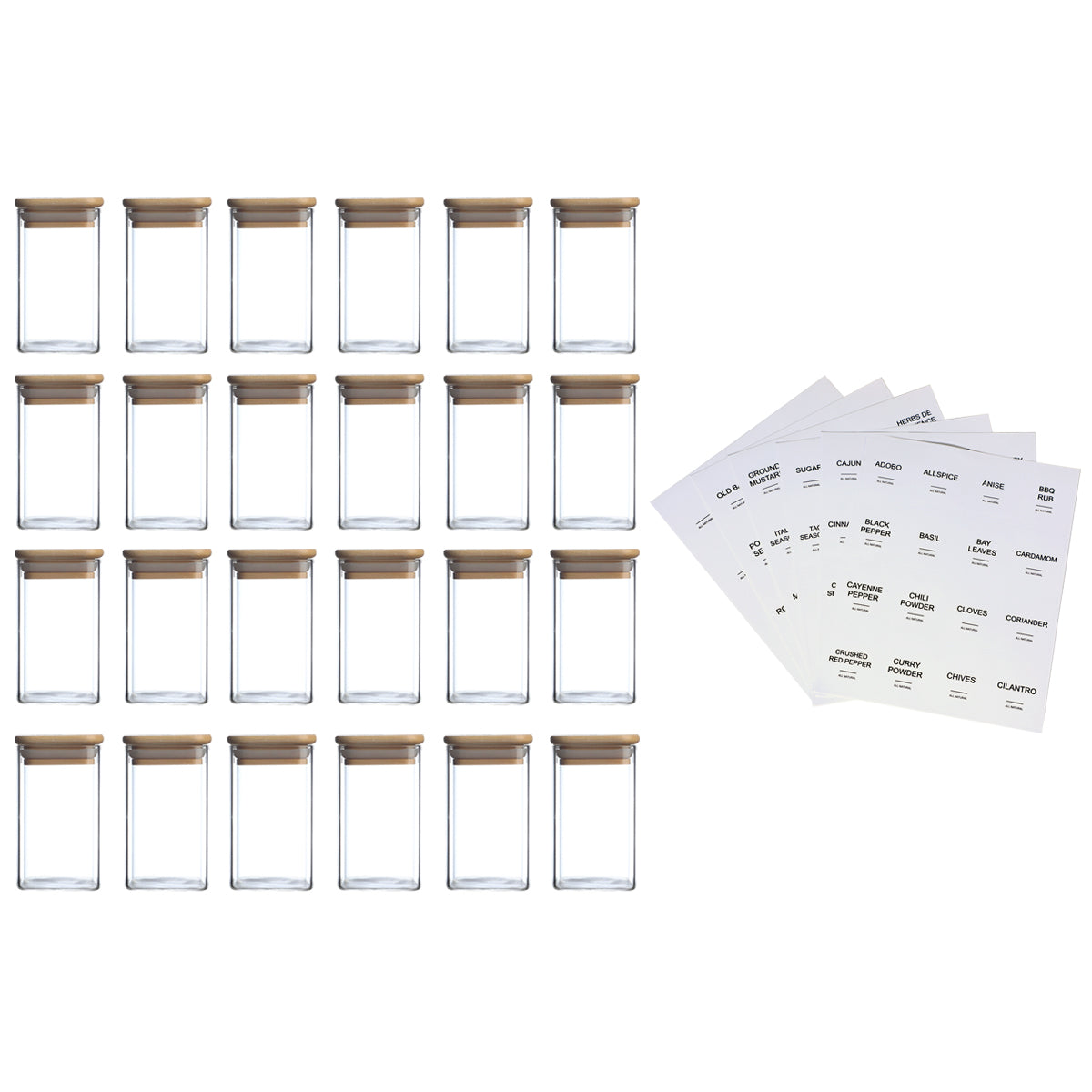 24 PCS Square Seasoning Jars Pepper Bottle Pepper Powder Bottle 240ml Glass Seasoning Jars Salt Jars