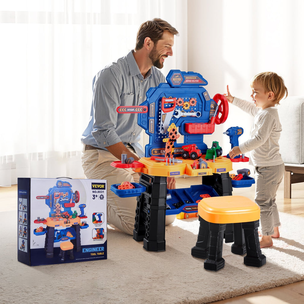 Kids Workbench 181 Pcs Tool Bench With Realistic Tools And Electric Drill