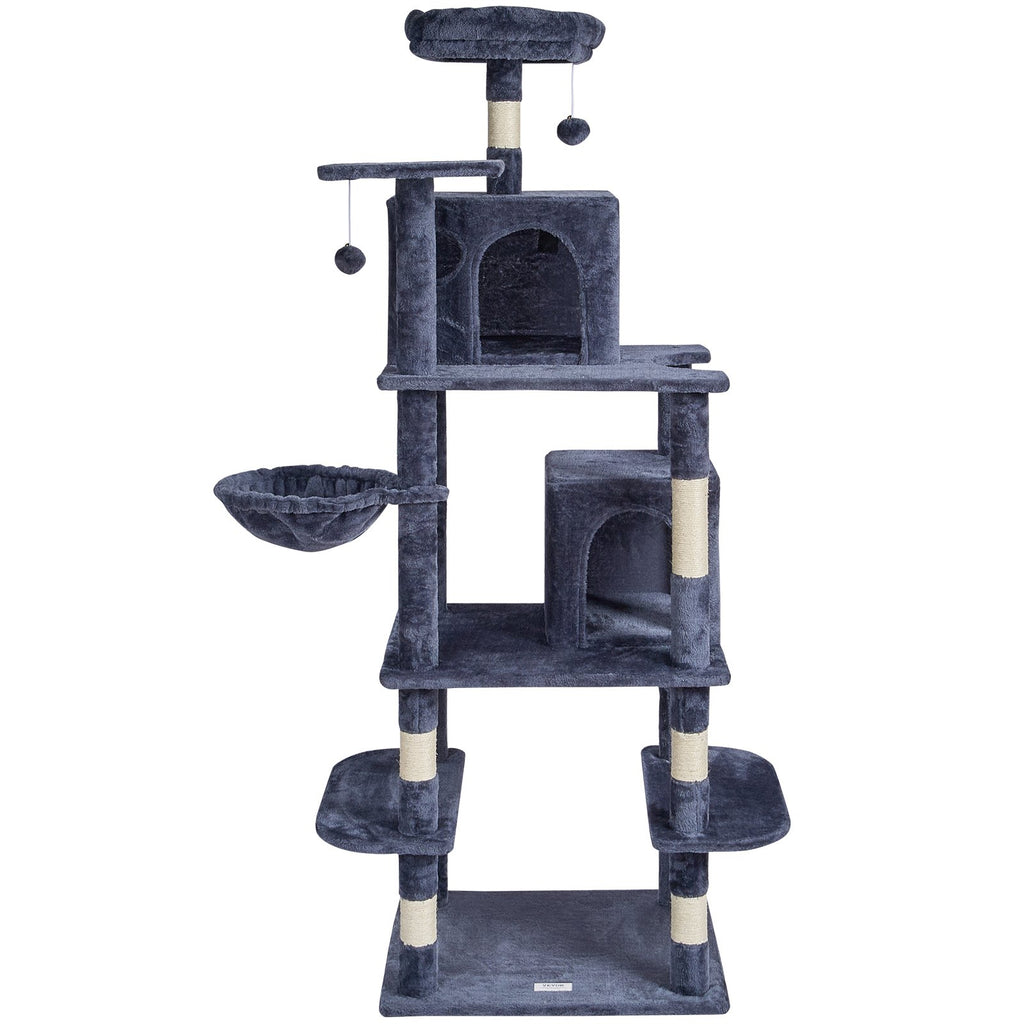 VEVOR Cat Tree Cat Tower With Cat Condos Sisal Scratching Post Dark Grey