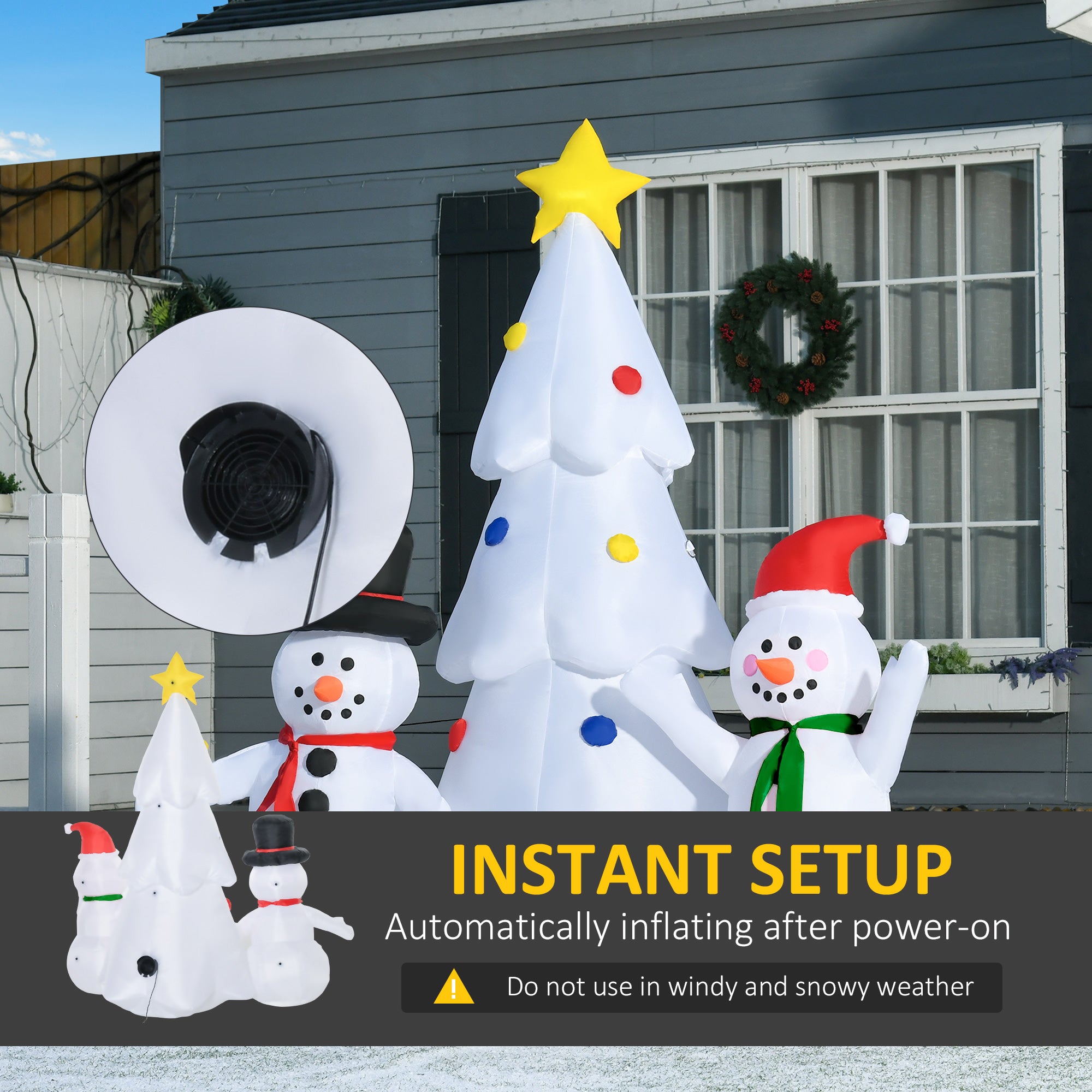 Inflatable Christmas Tree Decorations and Snowmen